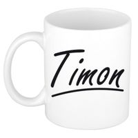 Naam cadeau mok / beker Timon met sierlijke letters 300 ml - thumbnail