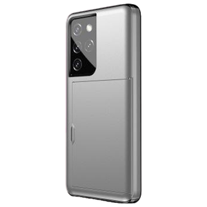 Samsung Galaxy S22 Ultra hoesje - Backcover - Hardcase - Pasjeshouder - Portemonnee - Shockproof - TPU - Zilver