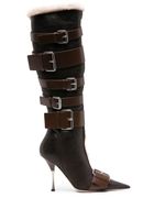 Blumarine bottes en cuir à boucles 105 mm - Marron