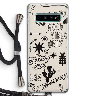 Good vibes: Samsung Galaxy S10 Plus Transparant Hoesje met koord