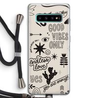 Good vibes: Samsung Galaxy S10 Plus Transparant Hoesje met koord