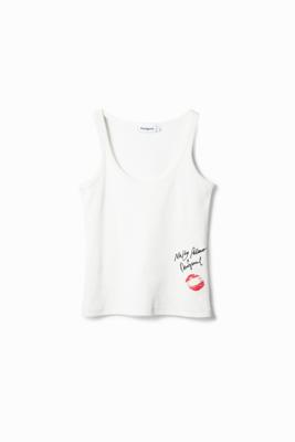 Nathy Peluso tanktop met kusjes - WHITE - XL