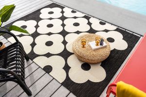 Orla Kiely - Spot Flower Black Outdoor 460805 - 140x200 cm Vloerkleed