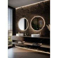 Badkamerspiegel Hipp Design SPV13500BL | 120 cm | Rond | Indirecte LED verlichting | Touch button | Met spiegelverwarming | Zwart metalen frame