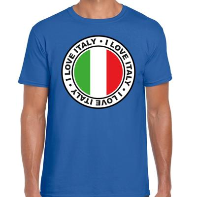 Verkleed T-shirt voor heren - I Love Italy - blauw - voetbal supporter - themafeest