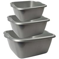 Afwas teiltjes - voordeel set - multi-functioneel - zilver - in 3-formaten - kunststof
