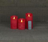 Batterijverlichting 3 kaarsen wax rustiek met bewegende vlam rood - Annas collection Batterijverlichting 3 kaarsen wax rustiek met bewegende vlam rood - Annas collection