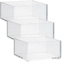 Set van 3x stuks 5five make-up houder box - 9,5 x 9.5 x 5 cm - transparant kunststof - organizer bak