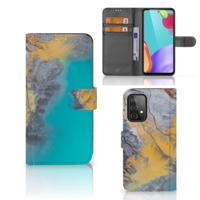 Samsung Galaxy A52 | Bookcase | Marble Blue Gold