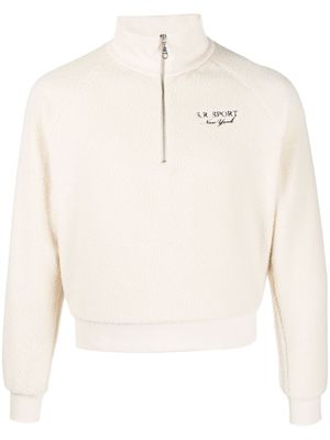 Sporty & Rich pull zippé à logo brodé - Tons neutres