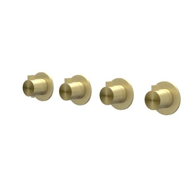 Afbouwdeel IVY Tribe Inbouwthermostaat 3 Stopkranen Symmetry Met Ronde Rozetten RVS316 Geborsteld Mat Goud PVD IVY