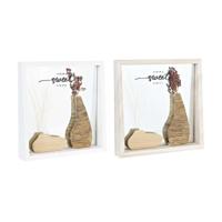 Wandspiegel DKD Home Decor Wit Natuurlijk Cottage 25 x 4 x 25 cm (2 Stuks)