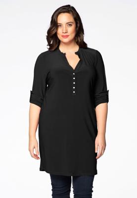 Yoek Tunic grandad collar | Zwart | Maat 58/60