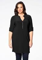 Yoek Tunic grandad collar | Zwart | Maat 46/48