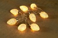 Batterijverlichting 8 dennenappels van glas 8 cm - Annas collection
