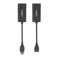 Nedis USB-Verlenger | USB 2.0 | 1x USB-A Male | 1x RJ45 Female | 1x USB-A Female | 1x RJ45 Female | 50 m | 480 Mbps | Vernikkeld | Rond | PVC | Zwart
