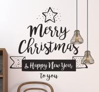Sticker merry christmas happy new year