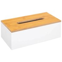 5Five Tissuedoos/zakdoekjes box - wit - MDF hout - bamboe deksel - 25 x 13 x 9 cm - Tissuehouders - thumbnail