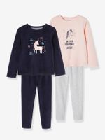 Set van 2 fluwelen meisjespyjama's "eenhoorn" roze - thumbnail