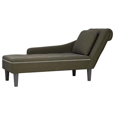 Chaise longue met kussen&rechterarmleuning kunstleer legergroen