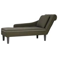 Chaise longue met kussen&rechterarmleuning kunstleer legergroen