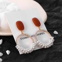 925 zilveren temperament parelmoer Strass ronde lange oorbel voor vrouwen (Stud Earring)