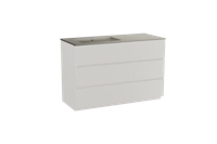 Storke Edge staand badmeubel 120 x 52 cm mat wit met Diva asymmetrisch linkse wastafel in top solid zijdegrijs