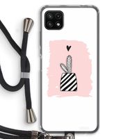 Zwart-wit cactus: Samsung Galaxy A22 5G Transparant Hoesje met koord