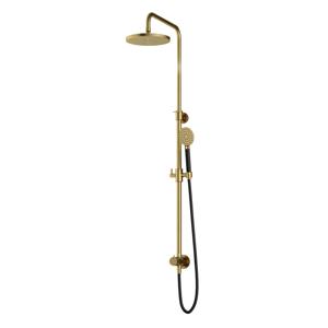 Hotbath Cobber Opbouw Regendoucheset Met Omstel, Hoofddouche 20cm En Ronde Handdouche Geborsteld Messing PVD