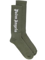 Palm Angels logo-intarsia socks - Vert - thumbnail