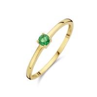 14k Geelgouden Ring Mei Smaragd Geboortesteen 3mm