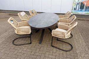 Tuinset Breeze - ovale tafel en 6 swingstoelen- - Aluminium- Sens-Line