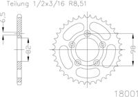 ESJOT Achtertandwiel, zilver chain wheel 51z steel silver