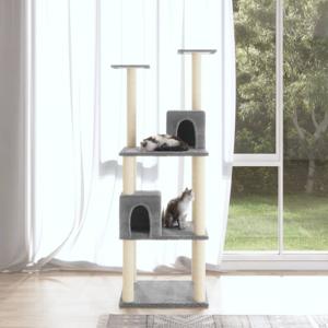VidaXL Kattenmeubel met sisal krabpalen 141 cm lichtgrijs
