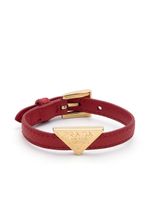 Prada bracelet en cuir à plaque logo - Rouge