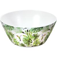 Kesper Melamine voedsel/broodjes serveerschaal - Tropische print/wit - Dia 25 x H11 cm