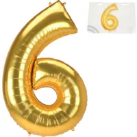 Amscan Folie ballon jumbo cijfer 6 goudkleurig 137 cm | 36 stuks
