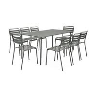 sweeek - Metalen tuintafel met 8 stoelen