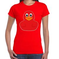 Verkleed T-shirt dames - rood - eend - Carnaval/themafeesten