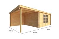 Blokhut met overkapping Els 650 cm bij 350 cm diep Lessenaarsdak - Warentuin collection