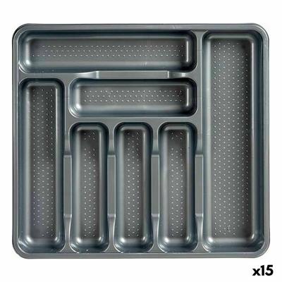 Bestekorganizer Grijs Plastic 39 x 5 x 42,5 cm (15 Stuks)