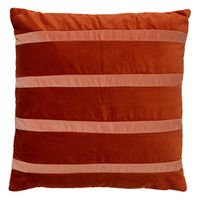 Dutch Decor - PEMM - Kussenhoes velvet 45x45 cm - Potters Clay - oranje - roze streepjes