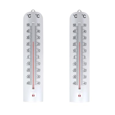 Gerimport Thermometer - 2x - kunststof - 28 x 6 cm - zilver - tot 50 graden Celsius