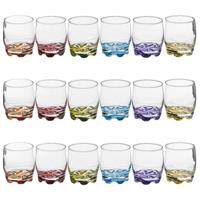 Secret de Gourmet Drinkglazen 18x stuks - waterglazen - 310 ml - kleurenmix bodem