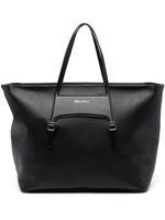 Santoni logo-print leather tote bag - Noir