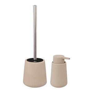 5Five Badkamer accessoires set - beige - zeeppompje en wc-borstel