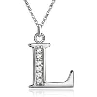 Zilverkleurige Letter L Dames Ketting met Zirkonia