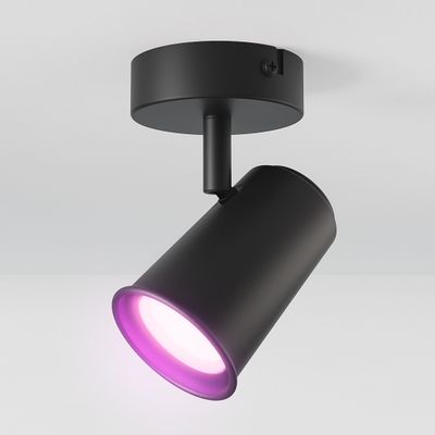 HOFTRONIC SMART Riga Smart LED plafondspot Zwart - Draaibaar en Dimbaar - GU10 Plafondlamp RGBWW WiFi + Bluetooth - opbouw spot voor woonkamer en gang - Google Home & Amazon Alexa