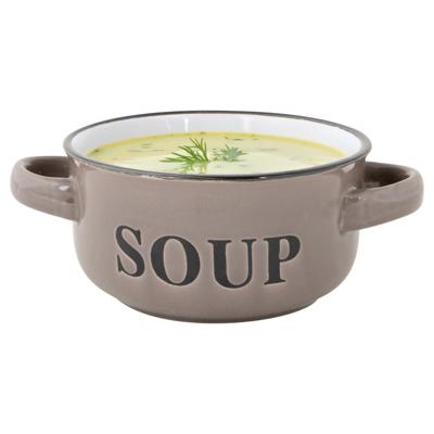 Soepkommen Classic - taupe - 1x stuks - 14 x 7 cm - keramiek - soepkommetjes - 470 ml