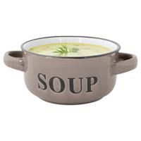 Soepkommen Classic - taupe - 1x stuks - 14 x 7 cm - keramiek - soepkommetjes - 470 ml